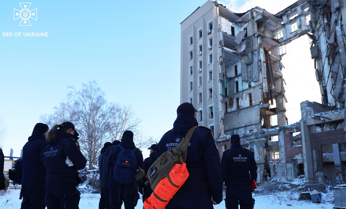 Billede fra nedslagssted i Kyiv.