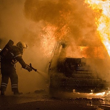 Brand i elbil.