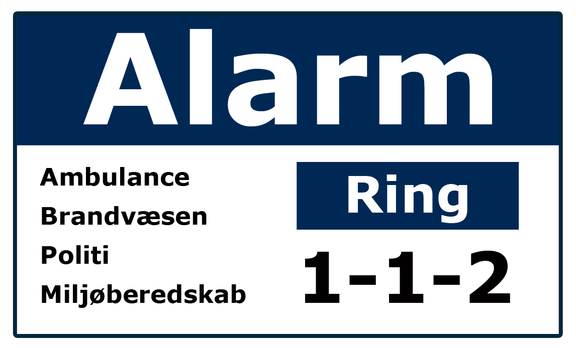 Ring 1-1-2, hvis du har akut brug for politi, ambulance eller brandvæsen