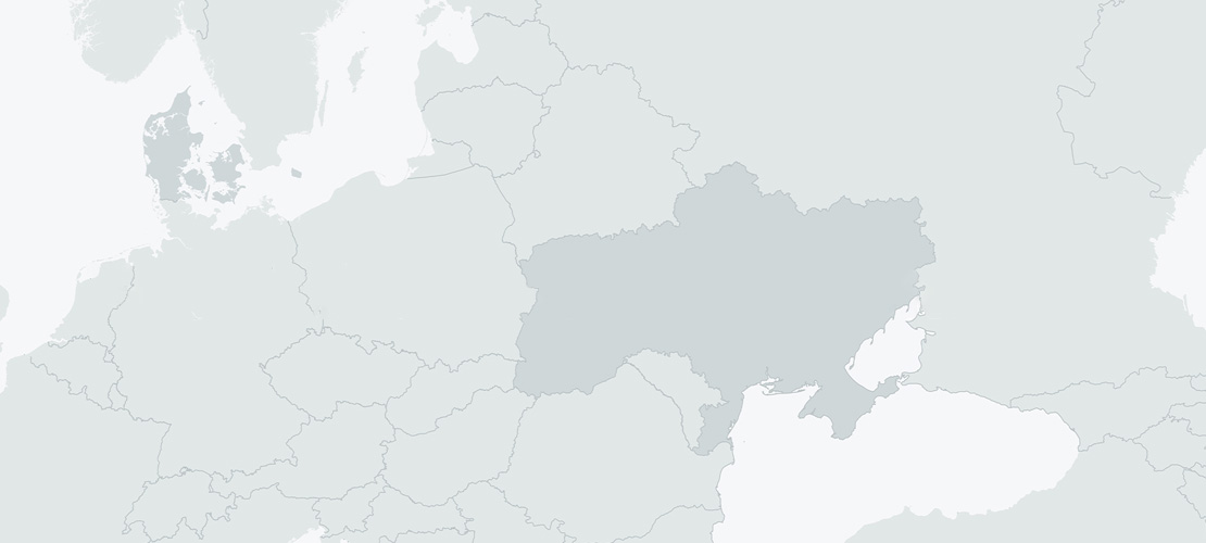 Europakort - Ukraine - Danmark