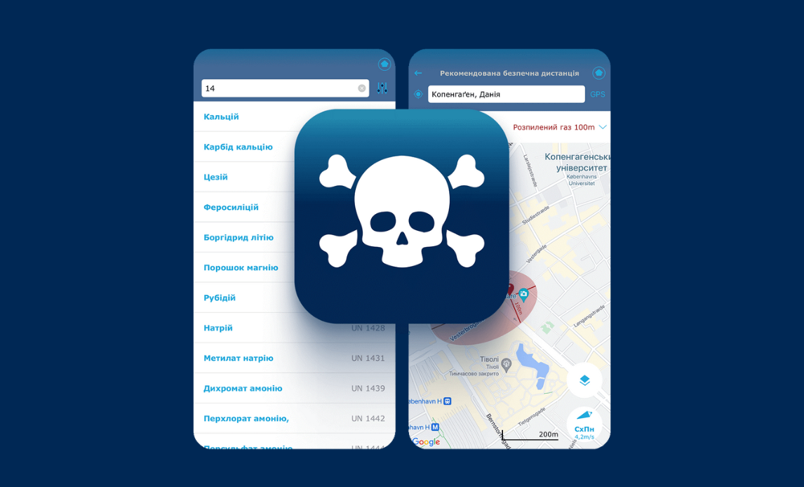 Appen "farlige stoffer" er blevet oversat til ukrainsk.